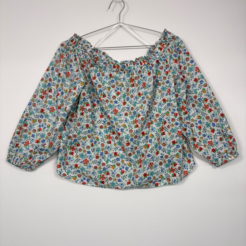 J.Crew Women Top 12 White Liberty Art Fabrics Floral Off-Shoulder G1431